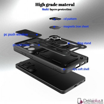 5in1 smūgiams atsparus dėklas su žiedu ir kameros apsauga (Samsung Galaxy S26 Ultra)